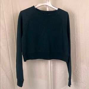 JOLYN heathered teal green cropped long sleeve crew neck